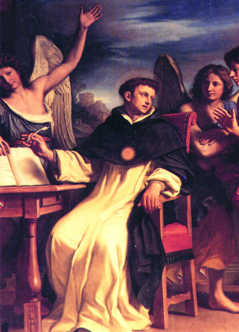 G. Francesco Barbieri, detto: "Guerelino", San Tommaso d'Aquino scrive assistito dagli Angeli (1662)